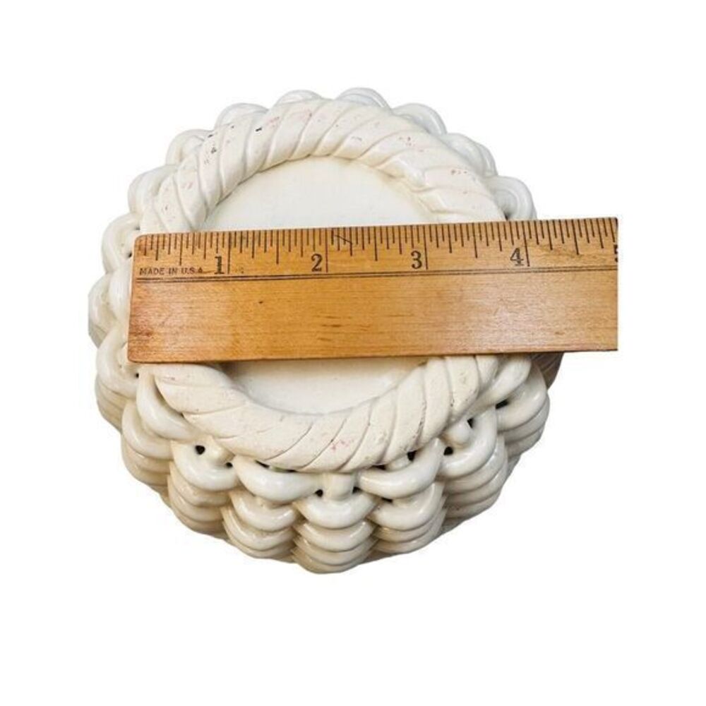 Vintage Decor White Basket Weave Lattice Bowl Made in Spain By Hispania CH - Picture 10 of 12